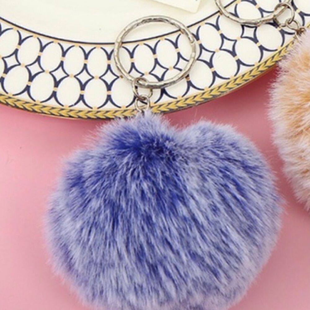 Fuzzy BLUE Pom-Pom Keychain-Large 
